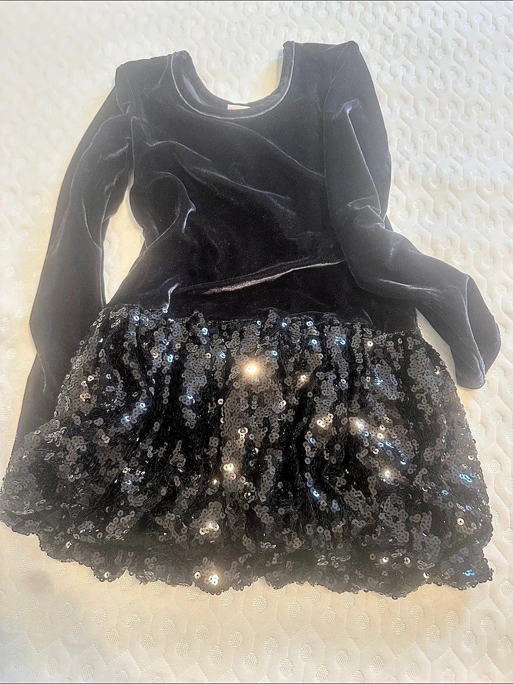 GAP Girls Small Black Velvet Sequin Dress